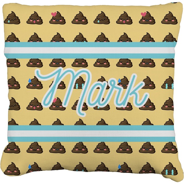 Custom Poop Emoji Faux-Linen Throw Pillow 18" (Personalized)