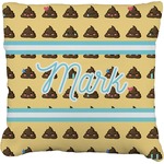 Poop Emoji Faux-Linen Throw Pillow 20" (Personalized)