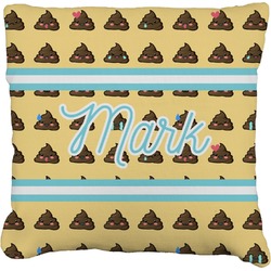 Poop Emoji Faux-Linen Throw Pillow 20" (Personalized)