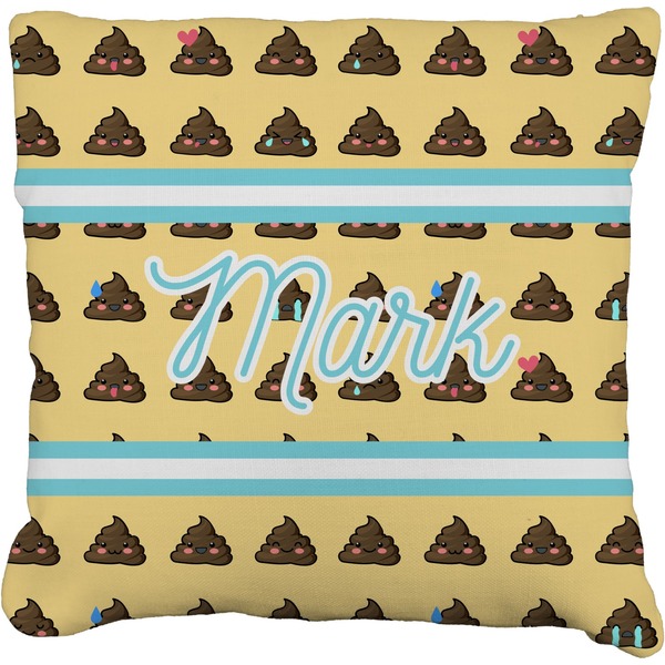 Custom Poop Emoji Faux-Linen Throw Pillow 20" (Personalized)