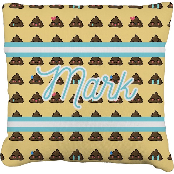 Custom Poop Emoji Faux-Linen Throw Pillow 26" (Personalized)