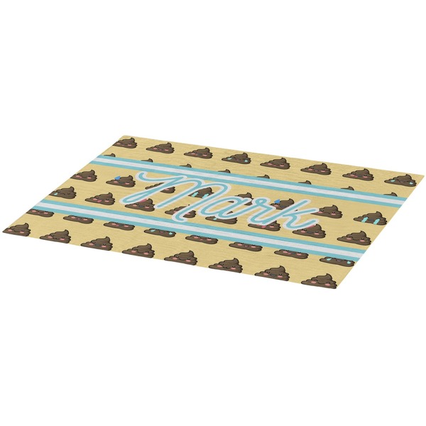 Poop Emoji Burlap Placemat (Angle View)