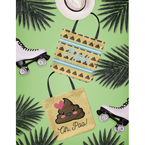 Poop Emoji Canvas Tote Lifestyle Front and Back