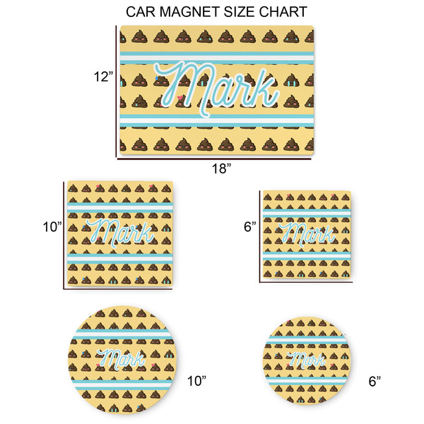Poop Emoji Car Magnets - SIZE CHART