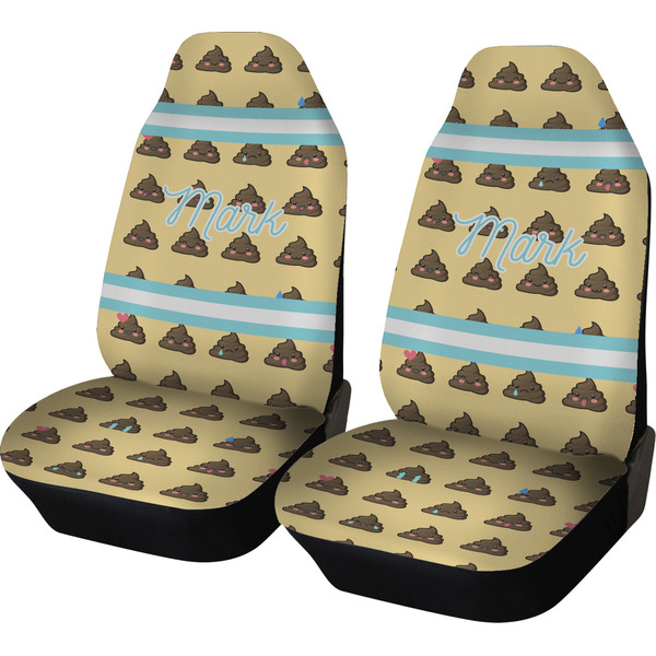 Custom Poop Emoji Car Seat Covers (Set of Two) (Personalized)