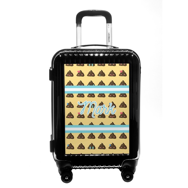 Custom Poop Emoji Carry On Hard Shell Suitcase (Personalized)
