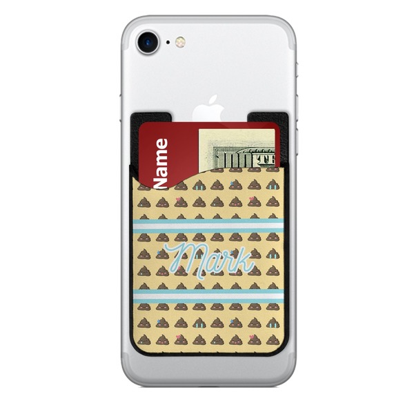 Custom Poop Emoji 2-in-1 Cell Phone Credit Card Holder & Screen Cleaner (Personalized)