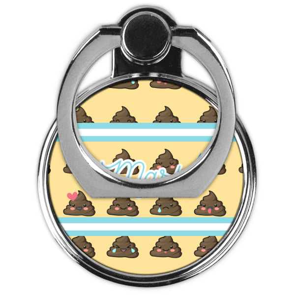 Poop Emoji Cell Phone Ring Stand & Holder - Front (Collapsed)