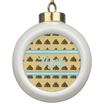 Poop Emoji Ceramic Ball Ornament (Personalized)