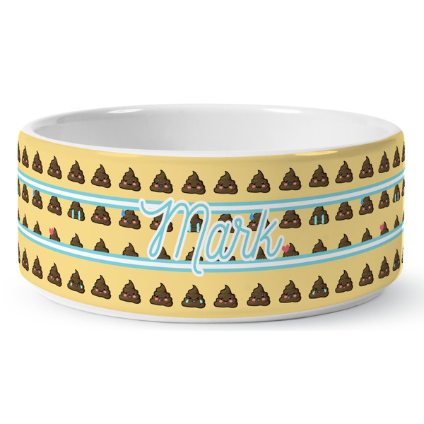 Poop Emoji Ceramic Dog Bowl - Medium - Front