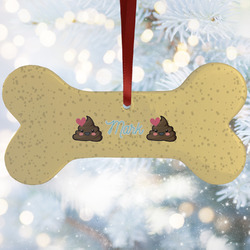 Poop Emoji Ceramic Dog Ornament w/ Name or Text