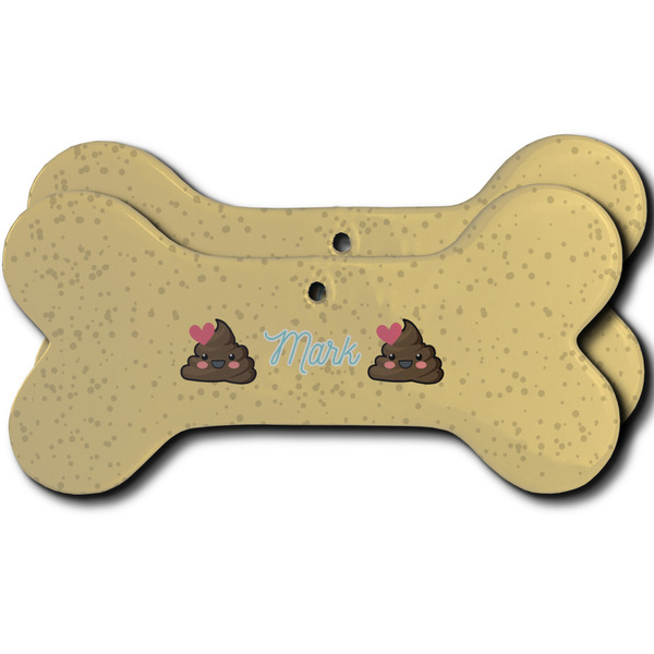 Custom Poop Emoji Ceramic Dog Ornament - Front & Back w/ Name or Text