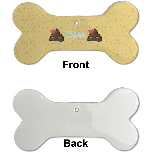 Poop Emoji Ceramic Flat Ornament - Bone Front & Back Single Print (APPROVAL)