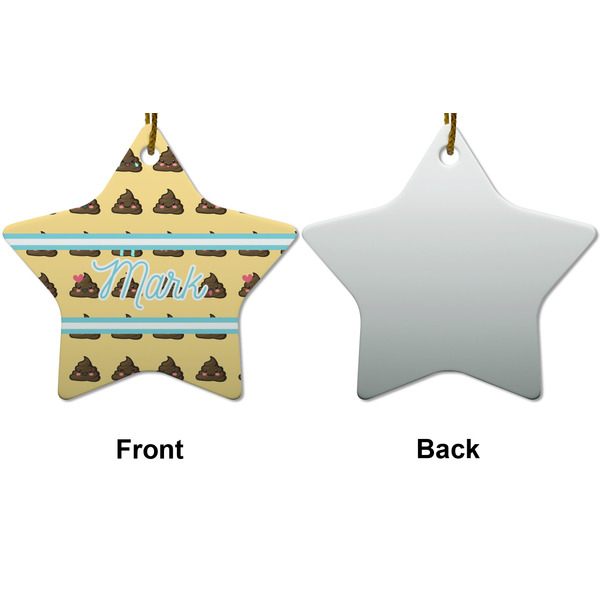 Poop Emoji Ceramic Flat Ornament - Star Front & Back (APPROVAL)