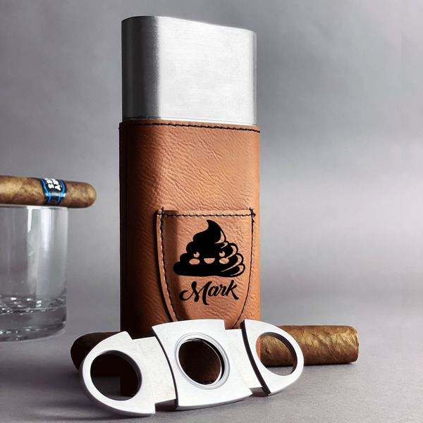 Poop Emoji Cigar Case with Cutter - IN CONTEXT
