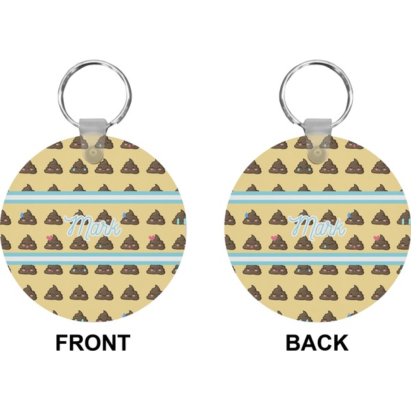 Poop Emoji Circle Keychain (Front + Back)