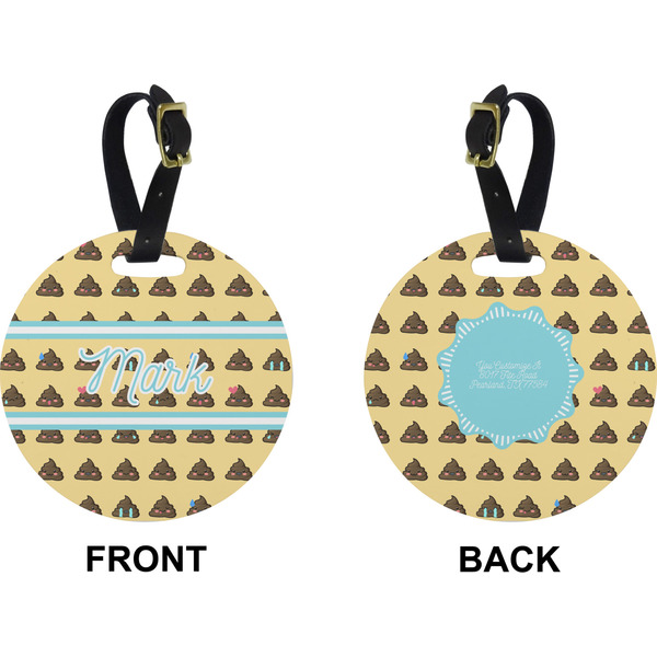 Poop Emoji Circle Luggage Tag (Front + Back)