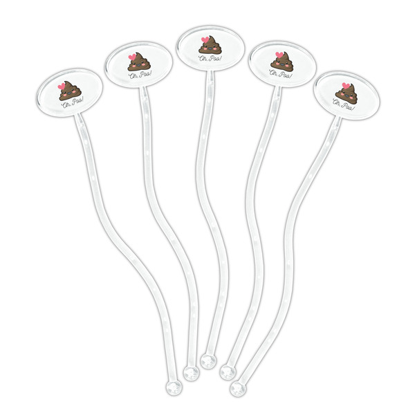 Poop Emoji Clear Plastic 7" Stir Stick - Oval - Fan