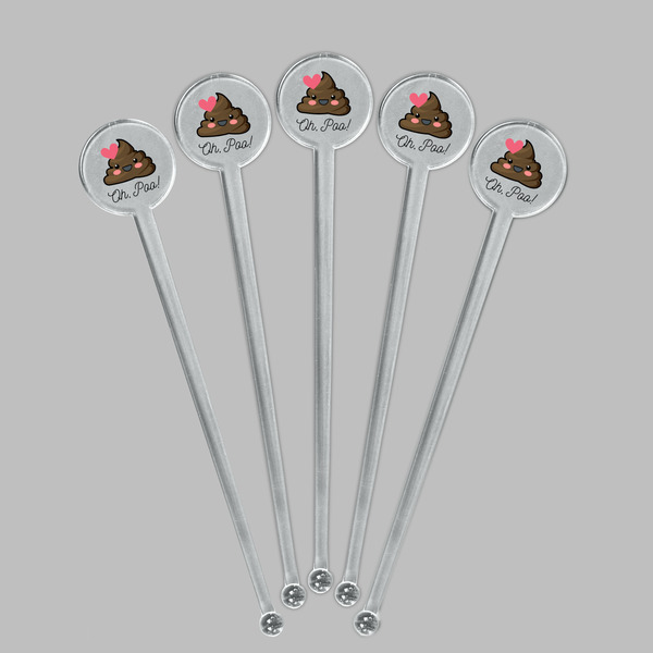 Poop Emoji Clear Plastic 7" Stir Stick - Round - Fan View