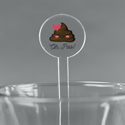 Poop Emoji 7" Round Plastic Stir Sticks - Clear (Personalized)