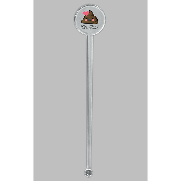 Poop Emoji Clear Plastic 7" Stir Stick - Round - Single Stick