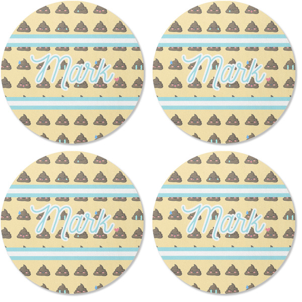 Poop Emoji Coaster Round Rubber Back - Apvl