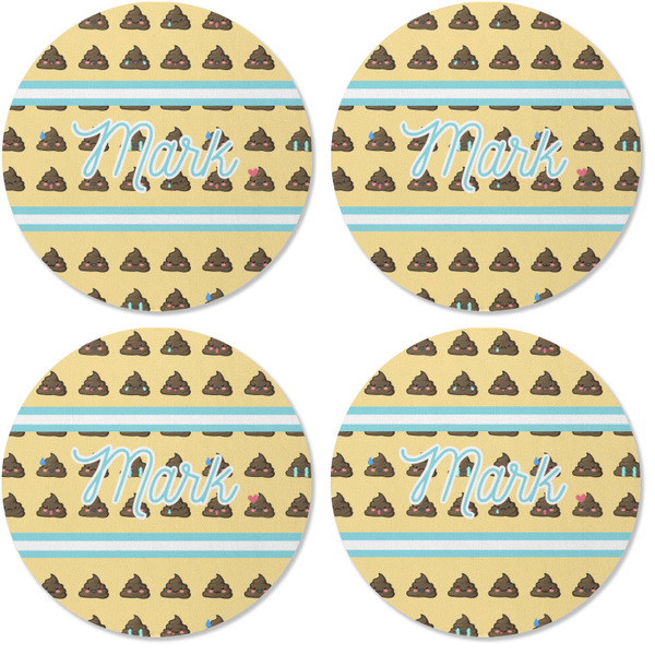 Poop Emoji Coaster Round Rubber Back - Apvl