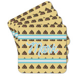 Poop Emoji Cork Coaster - Set of 4 w/ Name or Text