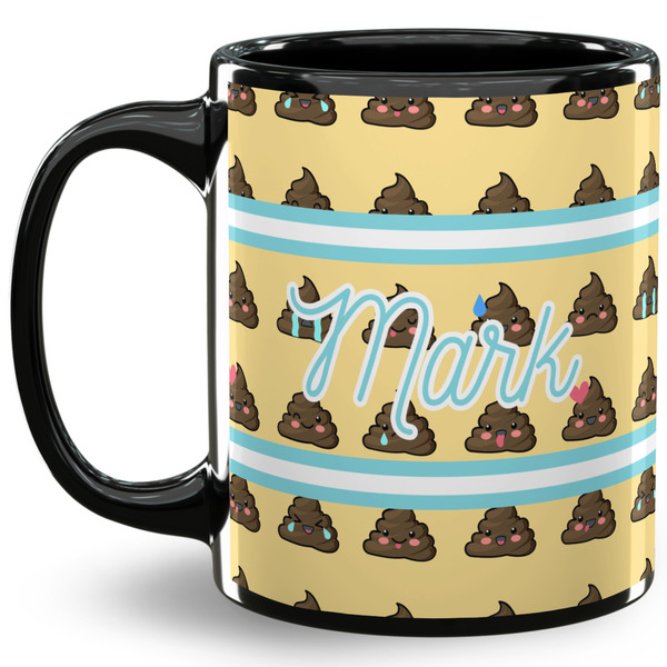Custom Poop Emoji 11 Oz Coffee Mug - Black (Personalized)