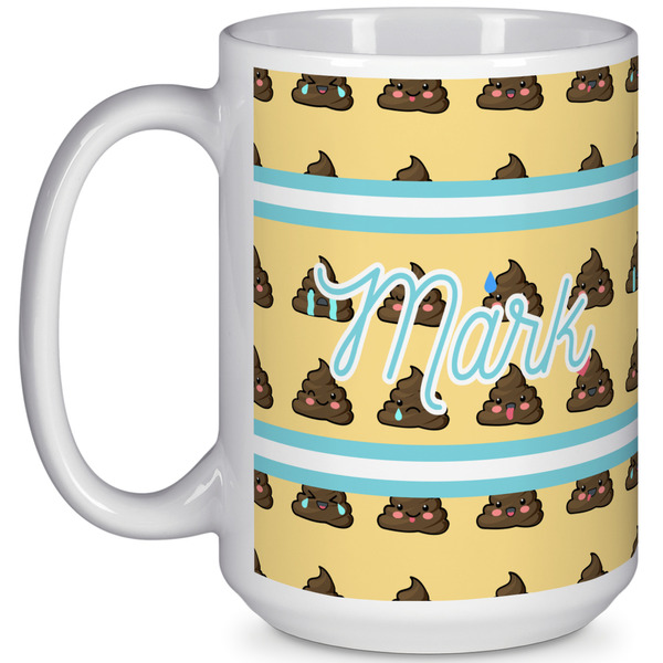 Custom Poop Emoji 15 Oz Coffee Mug - White (Personalized)