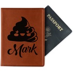 Poop Emoji Passport Holder - Faux Leather - Double Sided (Personalized)