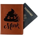 Poop Emoji Passport Holder - Faux Leather (Personalized)