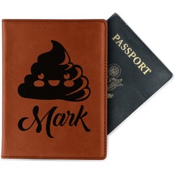 Poop Emoji Passport Holder - Faux Leather - Single Sided (Personalized)