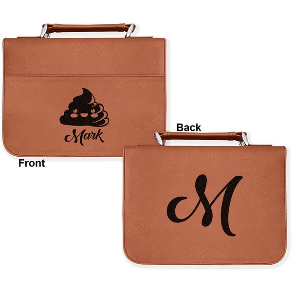 Poop Emoji Cognac Leatherette Bible Covers - Large Double Sided Apvl