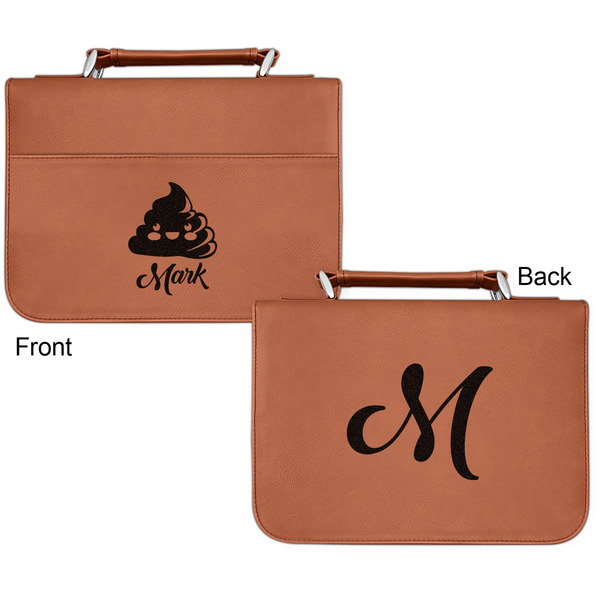 Poop Emoji Cognac Leatherette Bible Covers - Small Double Sided Apvl