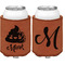Poop Emoji Cognac Leatherette Can Sleeve - Double Sided Front and Back