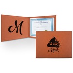 Poop Emoji Leatherette Certificate Holder - Front and Inside (Personalized)