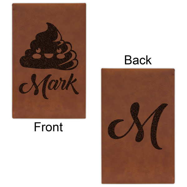 Poop Emoji Cognac Leatherette Journal - Double Sided - Apvl