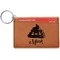 Poop Emoji Cognac Leatherette Keychain ID Holders - Front Credit Card