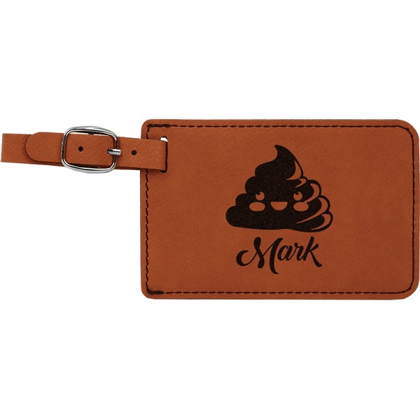 Custom Poop Emoji Leatherette Luggage Tag (Personalized)
