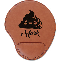 Poop Emoji Leatherette Mouse Pad with Wrist Support (Personalized)