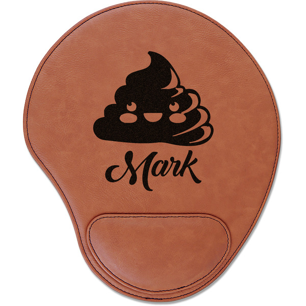Custom Poop Emoji Leatherette Mouse Pad with Wrist Support (Personalized)