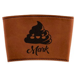 Poop Emoji Leatherette Cup Sleeve (Personalized)