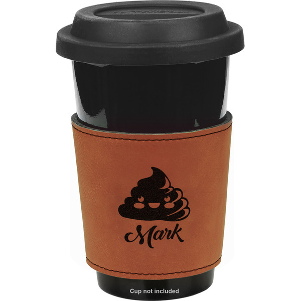 Custom Poop Emoji Leatherette Cup Sleeve - Single Sided (Personalized)