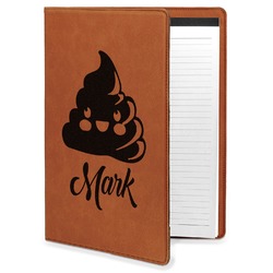 Poop Emoji Leatherette Portfolio with Notepad (Personalized)