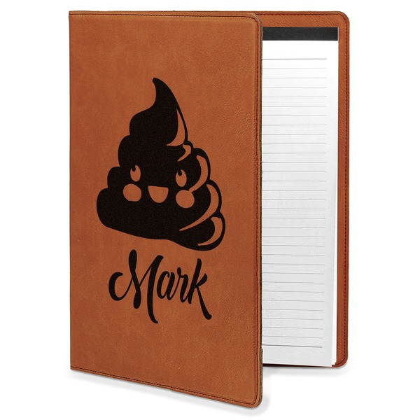 Custom Poop Emoji Leatherette Portfolio with Notepad - Large - Single Sided (Personalized)