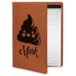 Poop Emoji Leatherette Portfolio with Notepad - Small - Double Sided (Personalized)