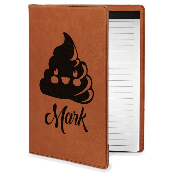Custom Poop Emoji Leatherette Portfolio with Notepad - Small - Double Sided (Personalized)