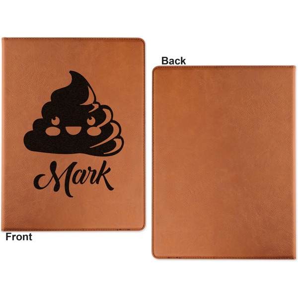Poop Emoji Cognac Leatherette Portfolios with Notepad - Small - Single Sided- Apvl