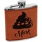 Poop Emoji Cognac Leatherette Wrapped Stainless Steel Flask